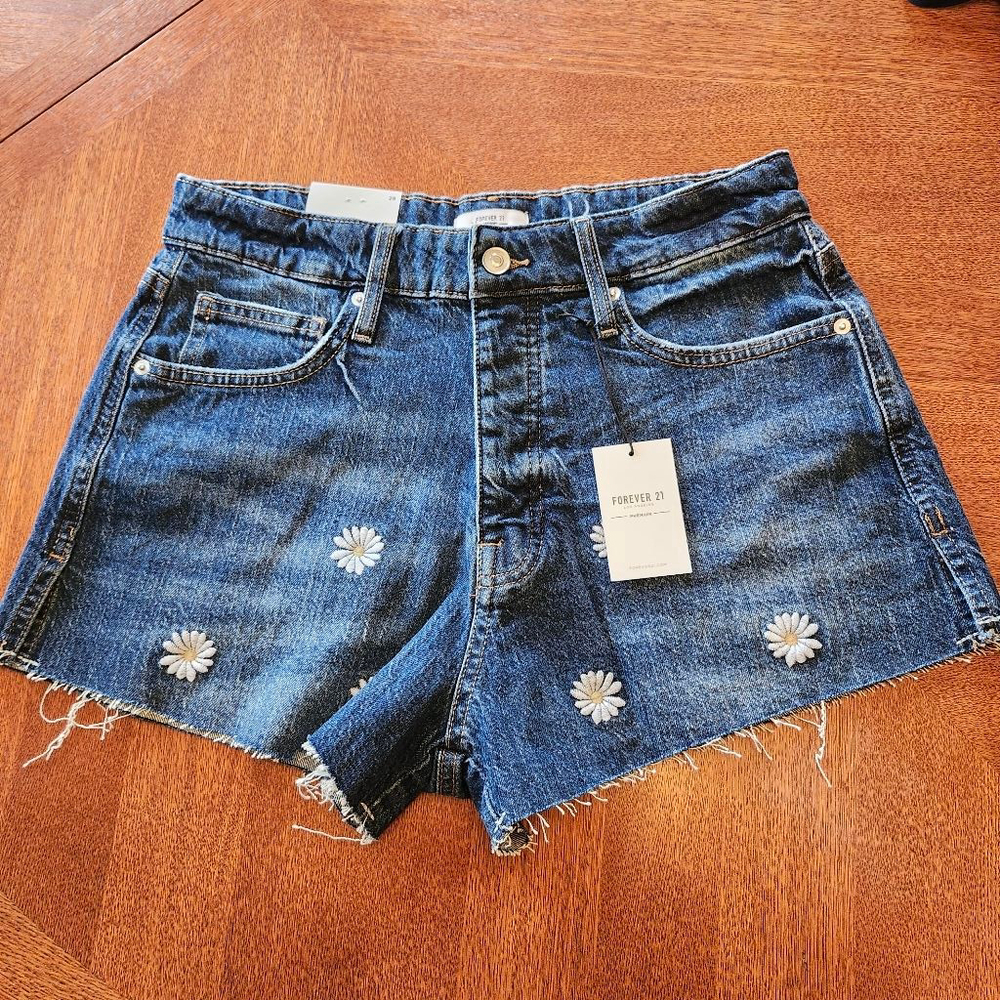Size 29 Forever 21 Embroidered Jean Shorts